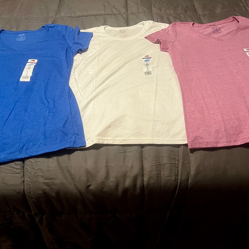 3 Fruit of the Loom S/S Tee Blue, White, light wine. New